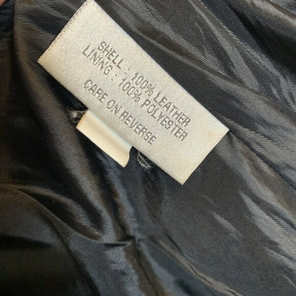 Nine Company Soft Leather Coat Black Button Front Pockets Lined Sz M Grunge Y2K - Picture 8 of 14